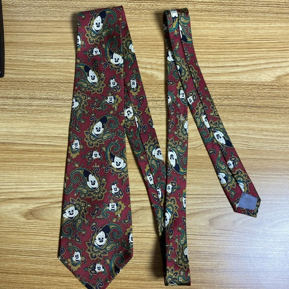 Disney Mickey Mouse Silk Necktie Balancine Paisley Multicolor Handmade